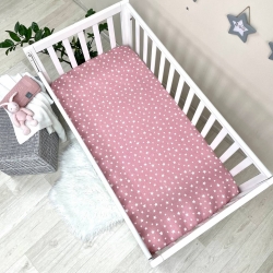 Husa saltea patuț bebe copii din bumbac 120 x 60 cm, Stelute albe